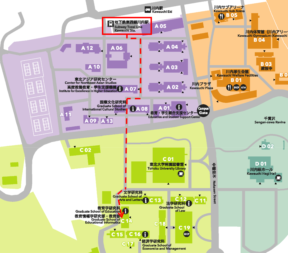 川内駅から会場までの経路